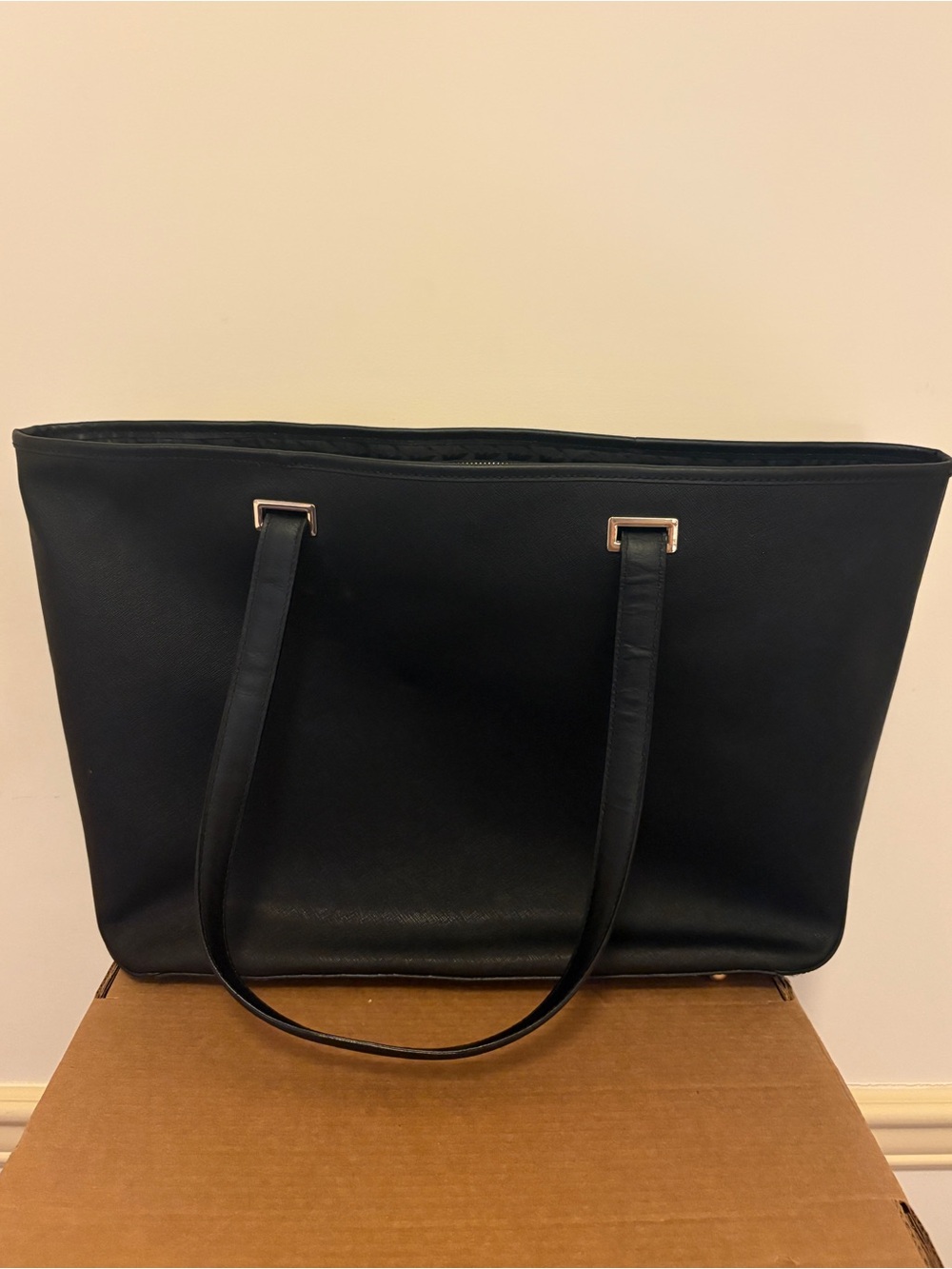 Lo & Sons The Seville Tote - Black 15" Saffiano Leather Travel Laptop Tote NWOT